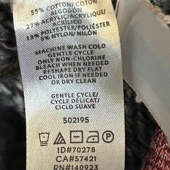 LOFT Gray Open-Front Cardigan Sweater Marled Gray Burgundy White Size Small - Picture 10 of 13